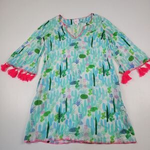 Nimo With Love Dress Flamingo Pom Poms Cover Up Beach Midi Womens Sz Small